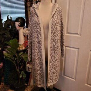 Juicy couture cardigan duster sweater jacket gray cheetah animal print xl